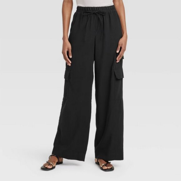 a new day Pants - Women's High-Rise Wide Leg Cargo Pants - A New Day Black XXL